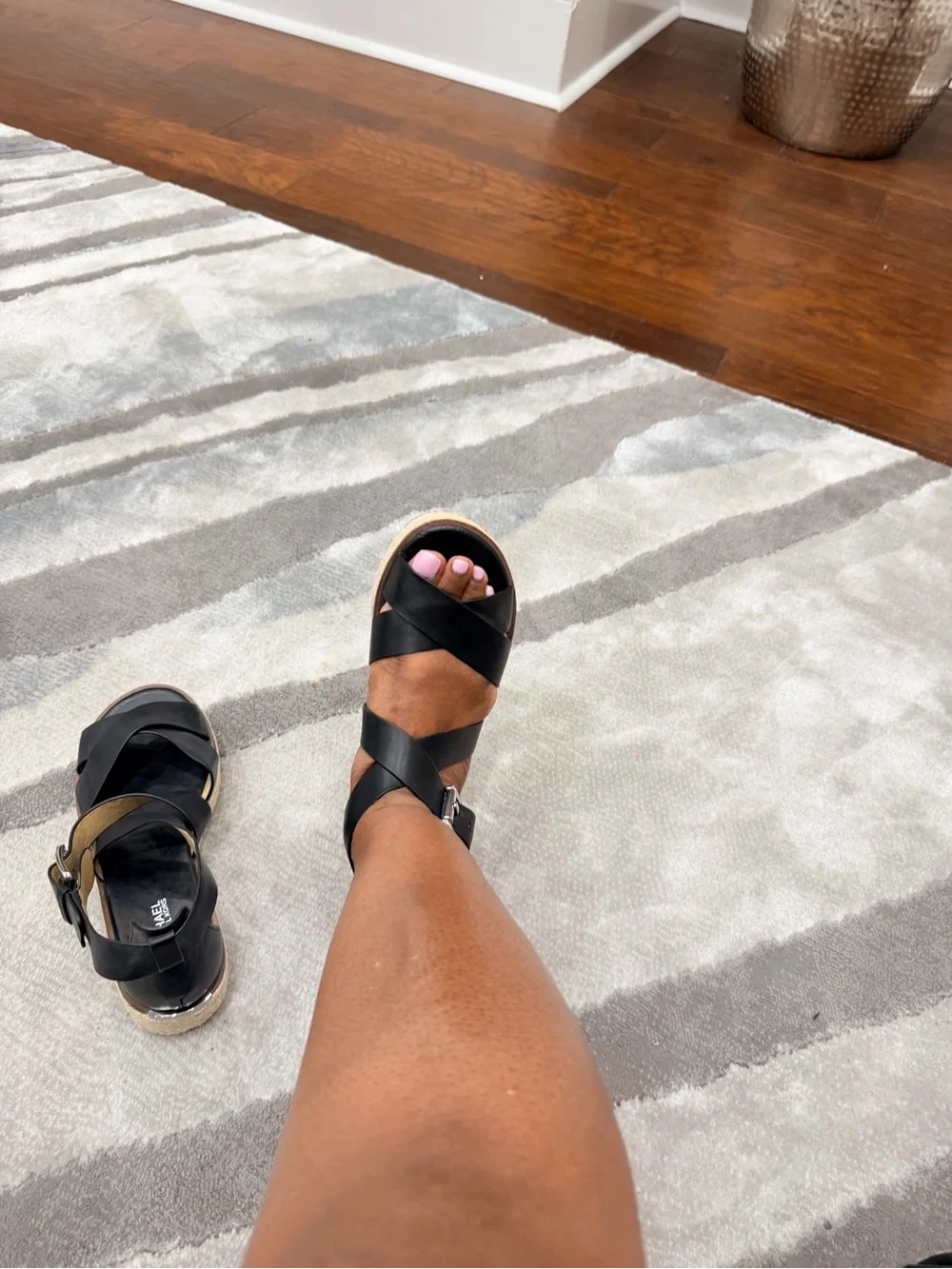Michael Kors Women's Black Leather Strappy Sandals
